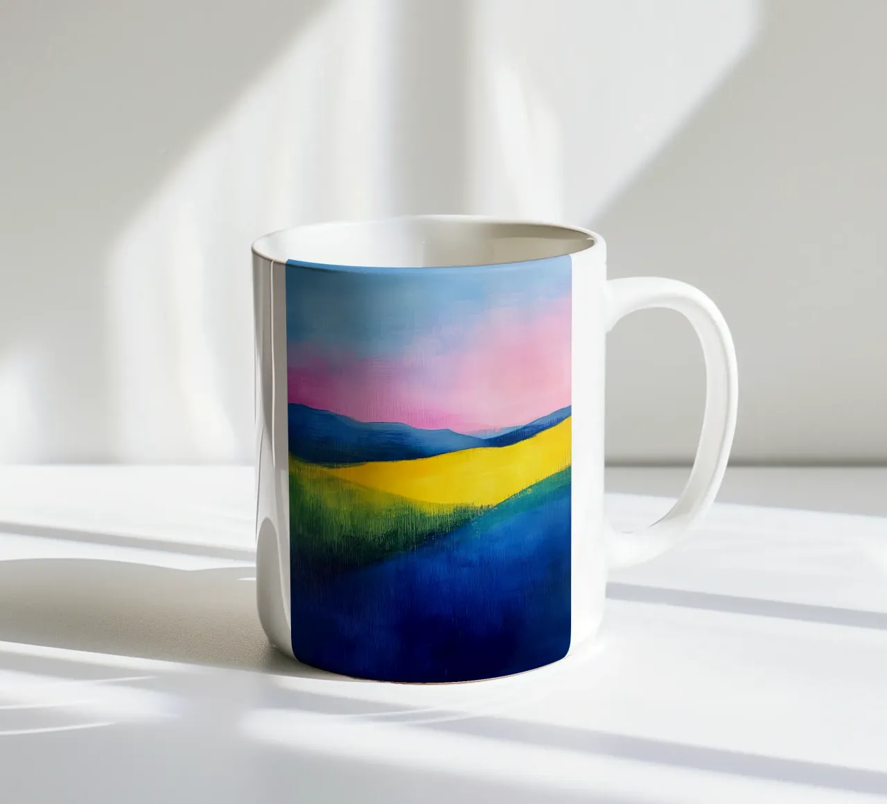 Modern abstract landschap keramische mok van Justyna Jaszke JBJart
