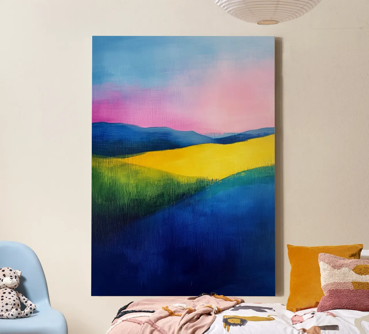 Modern abstract landschap canvas met Baklijst van Justyna Jaszke JBJart