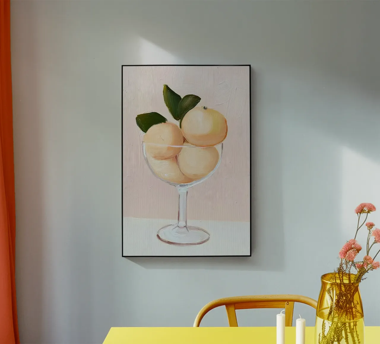 Lemon Print, Pink Poster, Lemon Wall Decor, Travel Poster acrylic glass by Little Lila