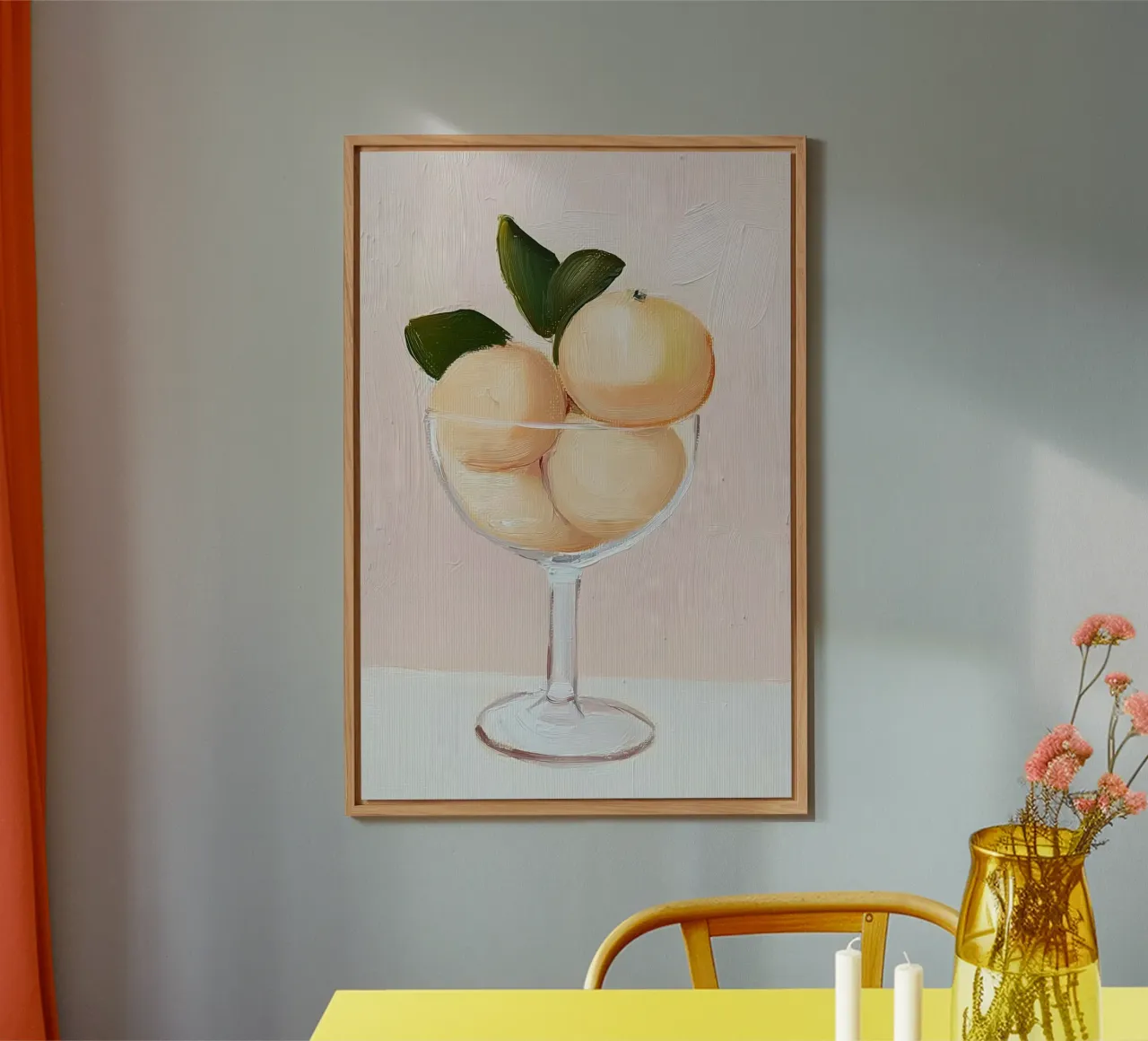 Lemon Print, Pink Poster, Lemon Wall Decor, Travel Poster alu-dibond by Little Lila