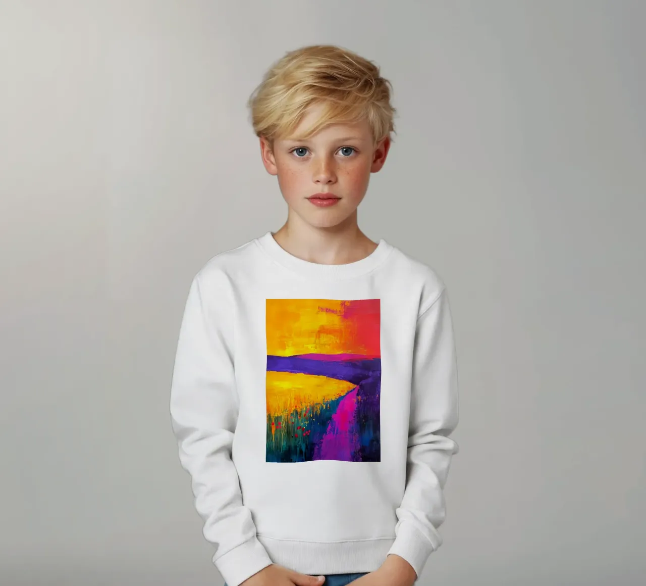 Paisaje de abstracción moderna sudadera para niño de Justyna Jaszke JBJart
