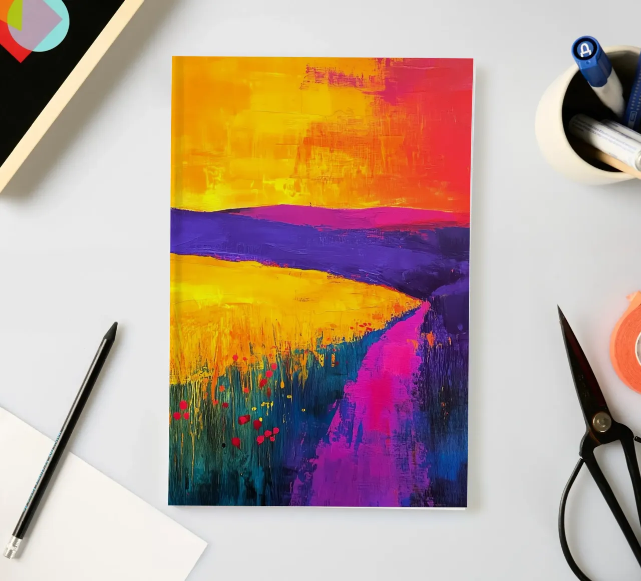 Modern abstraction landscape notebook by Justyna Jaszke JBJart