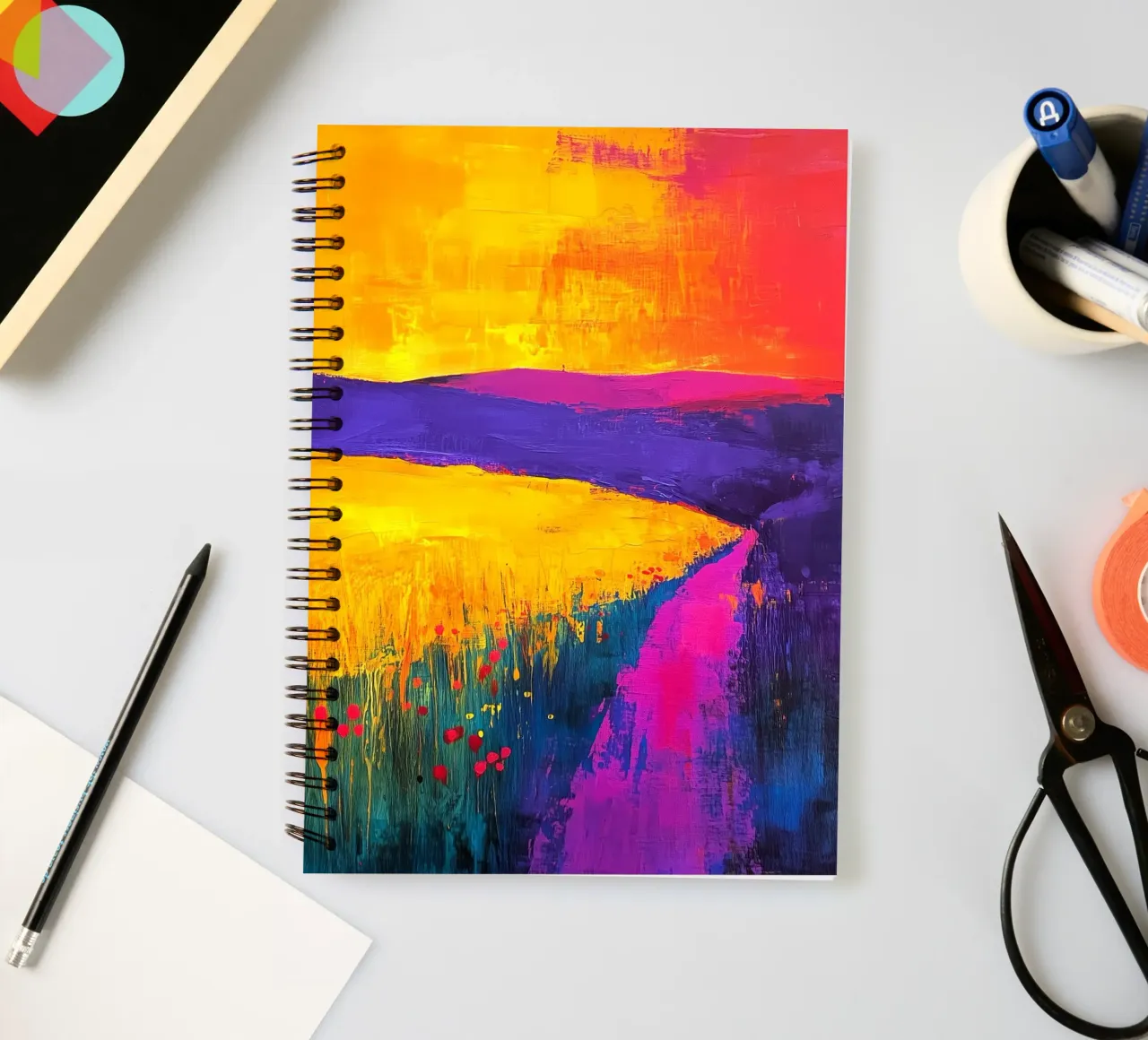 Modern abstraction landscape spiral notebook by Justyna Jaszke JBJart