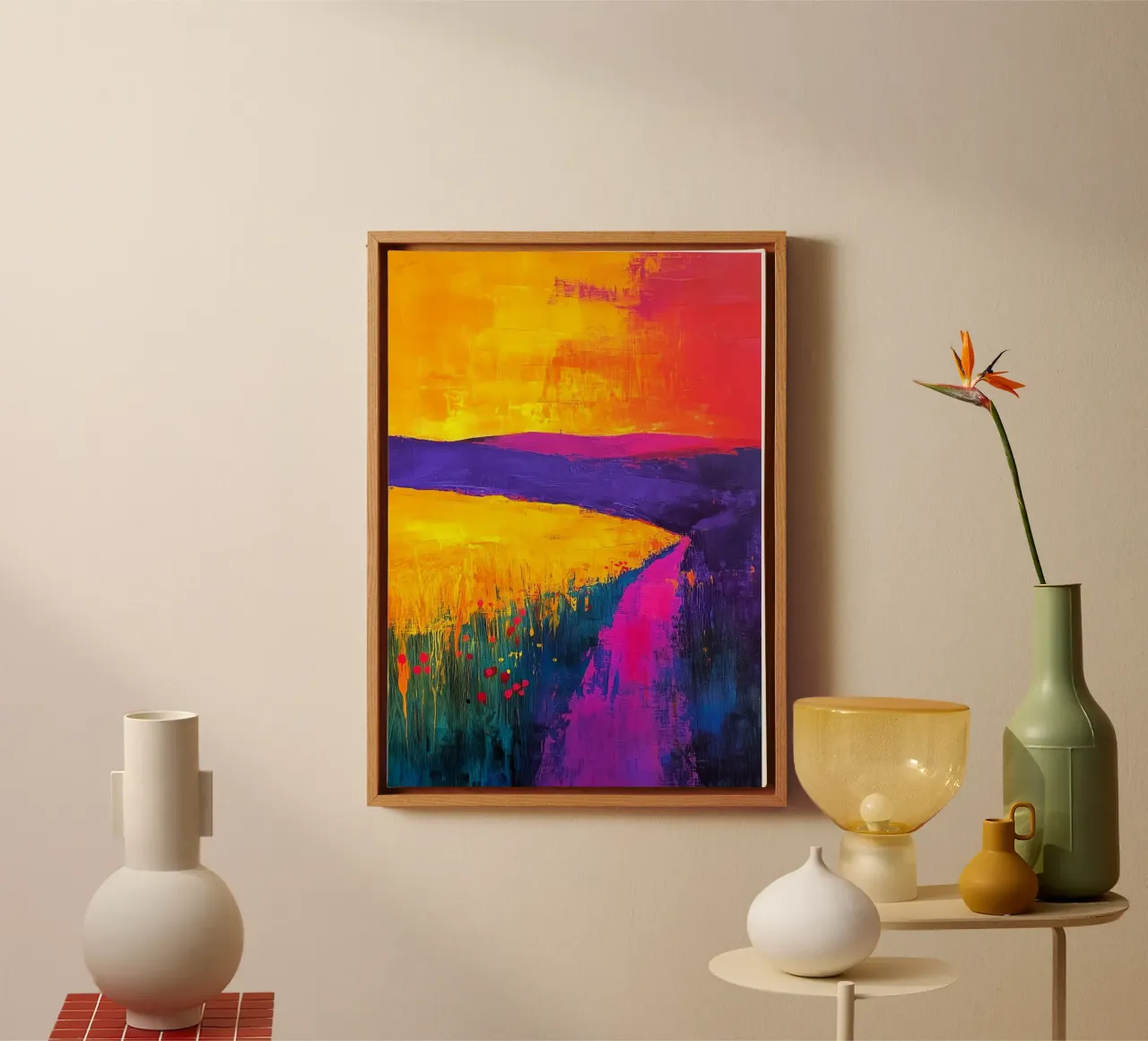 Modern abstraction landscape canvas by Justyna Jaszke JBJart