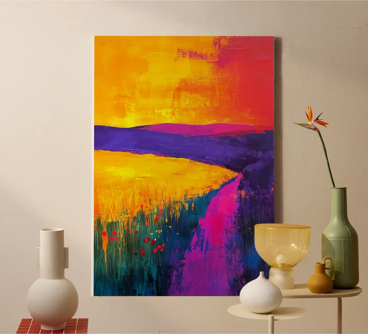 Modern abstraction landscape canvas by Justyna Jaszke JBJart