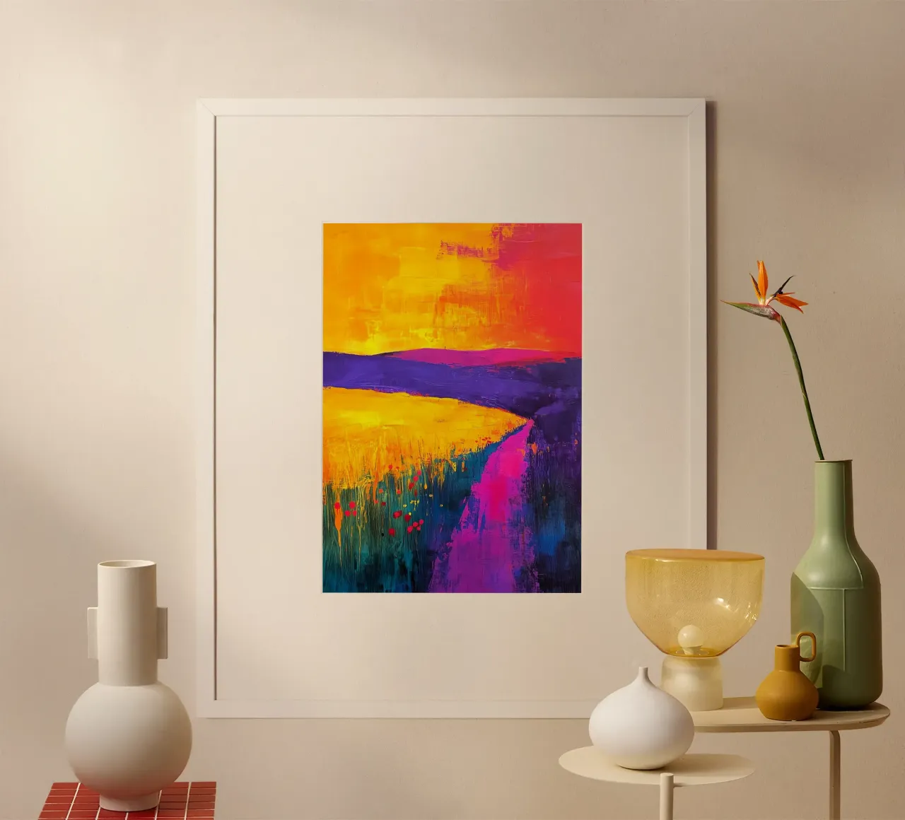 Paesaggio moderno di astrazione poster con telaio in alluminio da Justyna Jaszke JBJart