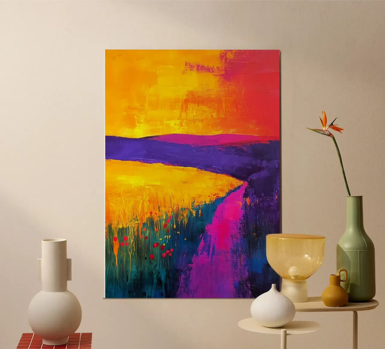 Paesaggio moderno di astrazione poster con telaio in alluminio da Justyna Jaszke JBJart