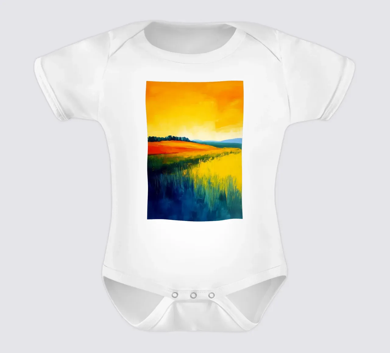 Modern abstract landschap babyrompertje korte mouwen van Justyna Jaszke JBJart