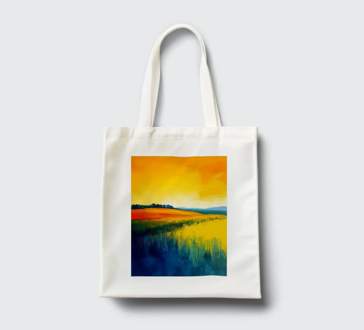 Modern abstract landschap jute draagtas van Justyna Jaszke JBJart