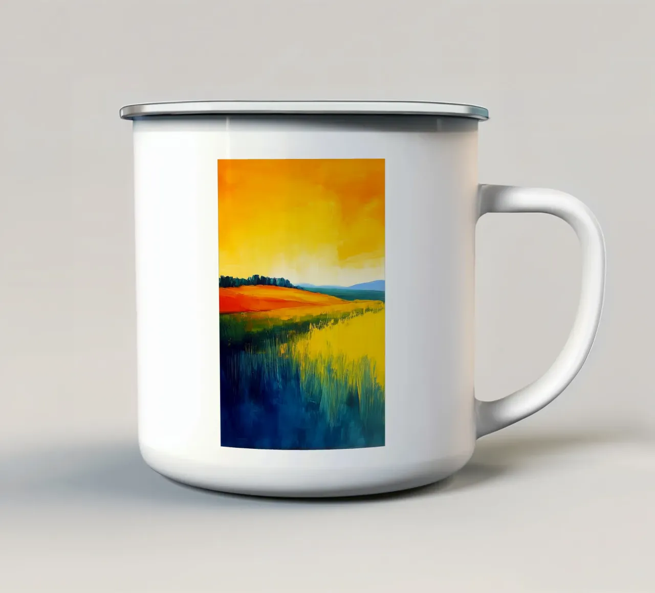 Paesaggio moderno di astrazione tazza in smalto da Justyna Jaszke JBJart
