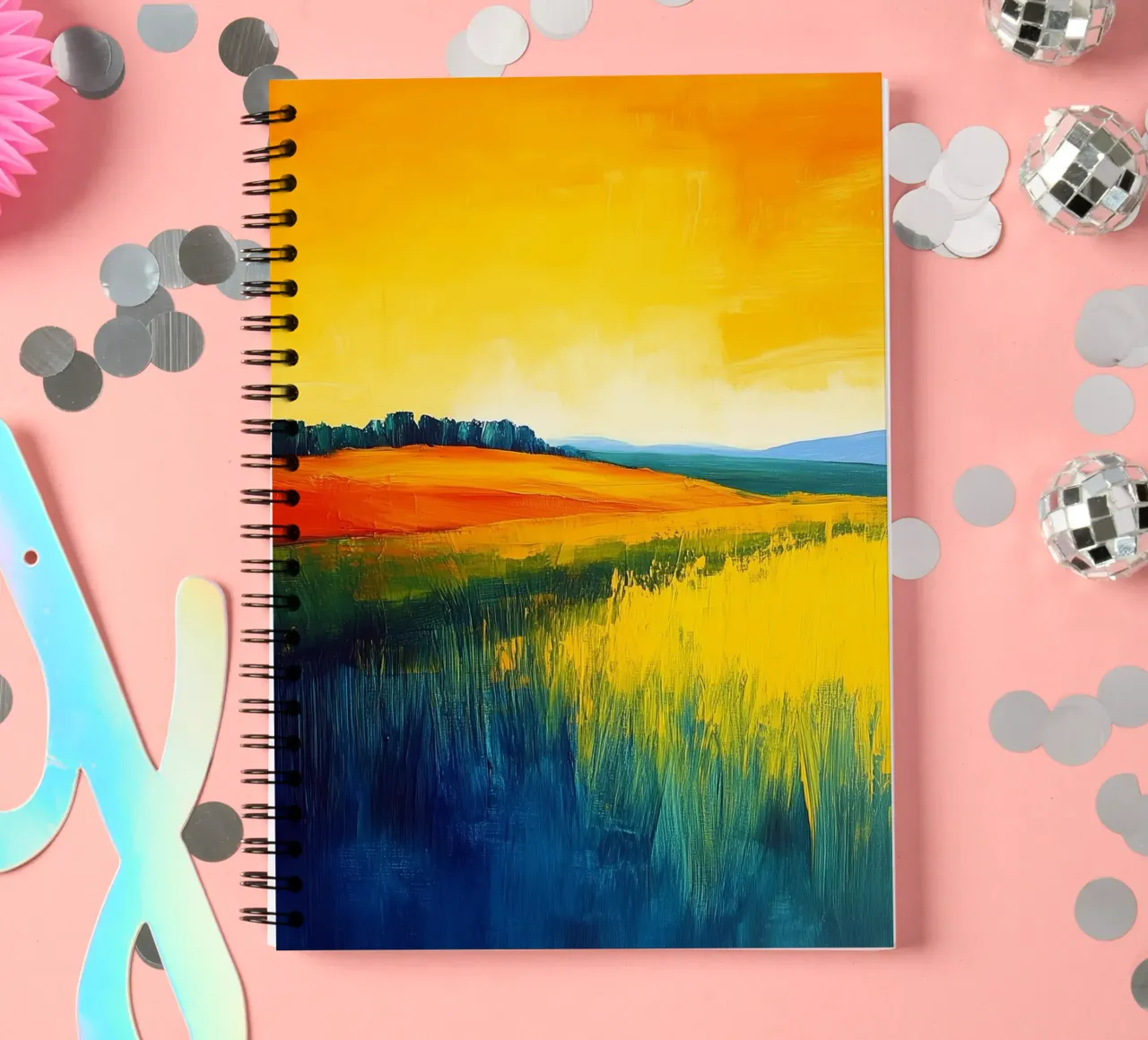 Modern abstraction landscape spiral notebook by Justyna Jaszke JBJart