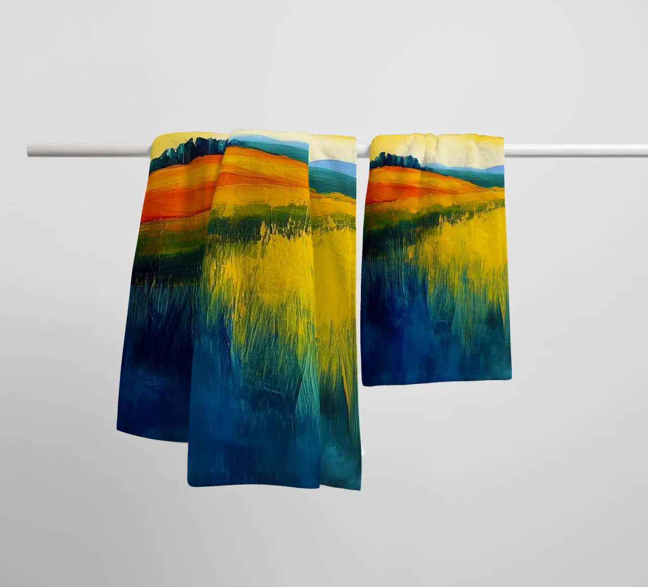 Modern abstraction landscape towel by Justyna Jaszke JBJart