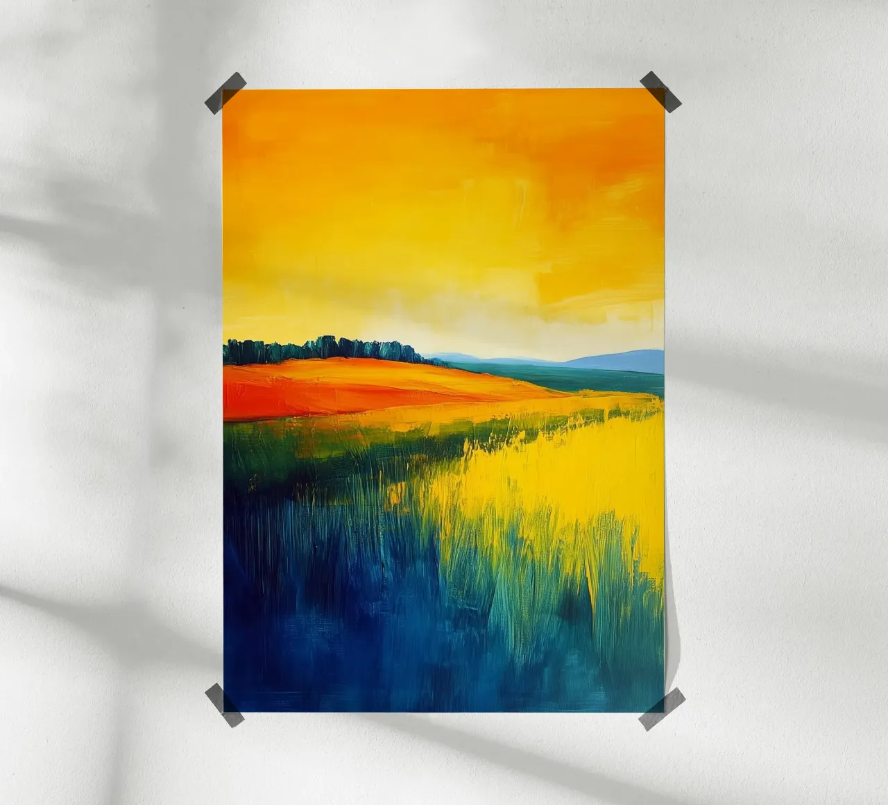 Modern abstract landschap hahnemühle van Justyna Jaszke JBJart