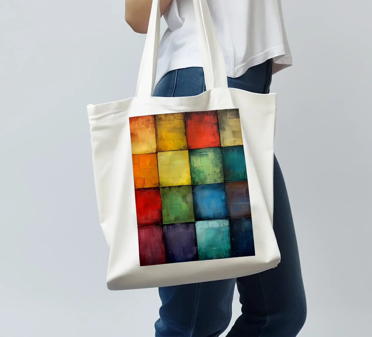 Astrazione moderna forme e colori borsa in juta da Justyna Jaszke JBJart