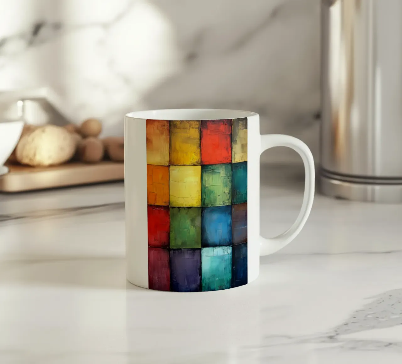 Astrazione moderna forme e colori tazza in ceramica da Justyna Jaszke JBJart