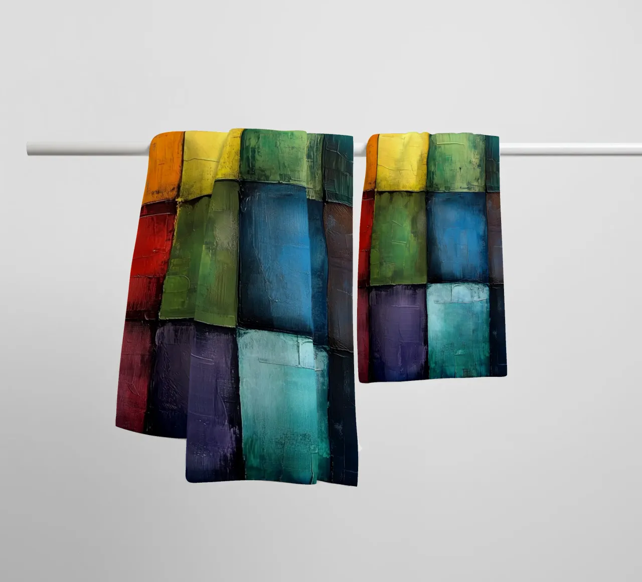 Modern abstraction shapes and colors towel by Justyna Jaszke JBJart