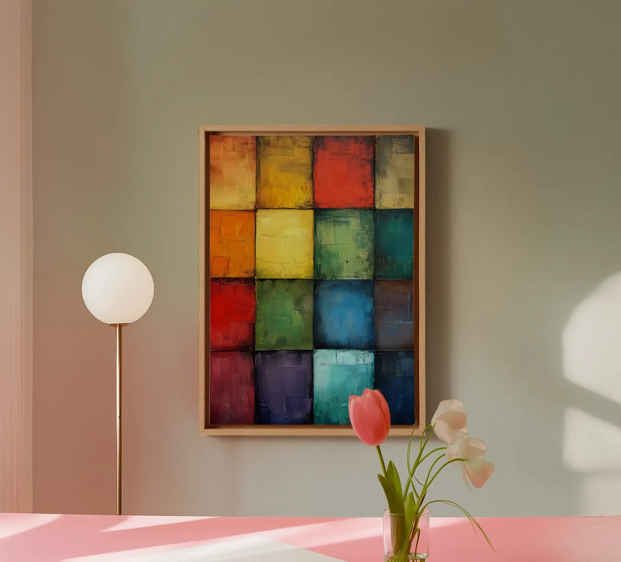 Modern abstraction shapes and colors canvas by Justyna Jaszke JBJart