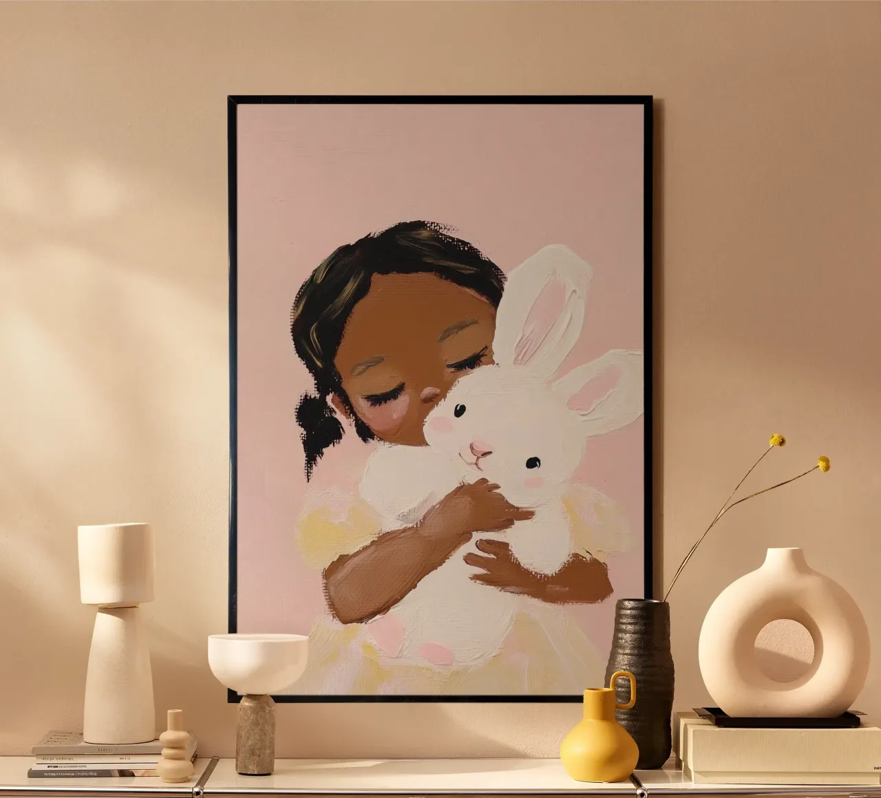 Stampe per la cameretta, stampe per la stanza dei bambini, decorazioni per la stanza dei giochi rosa poster con telaio in legno da Little Lila