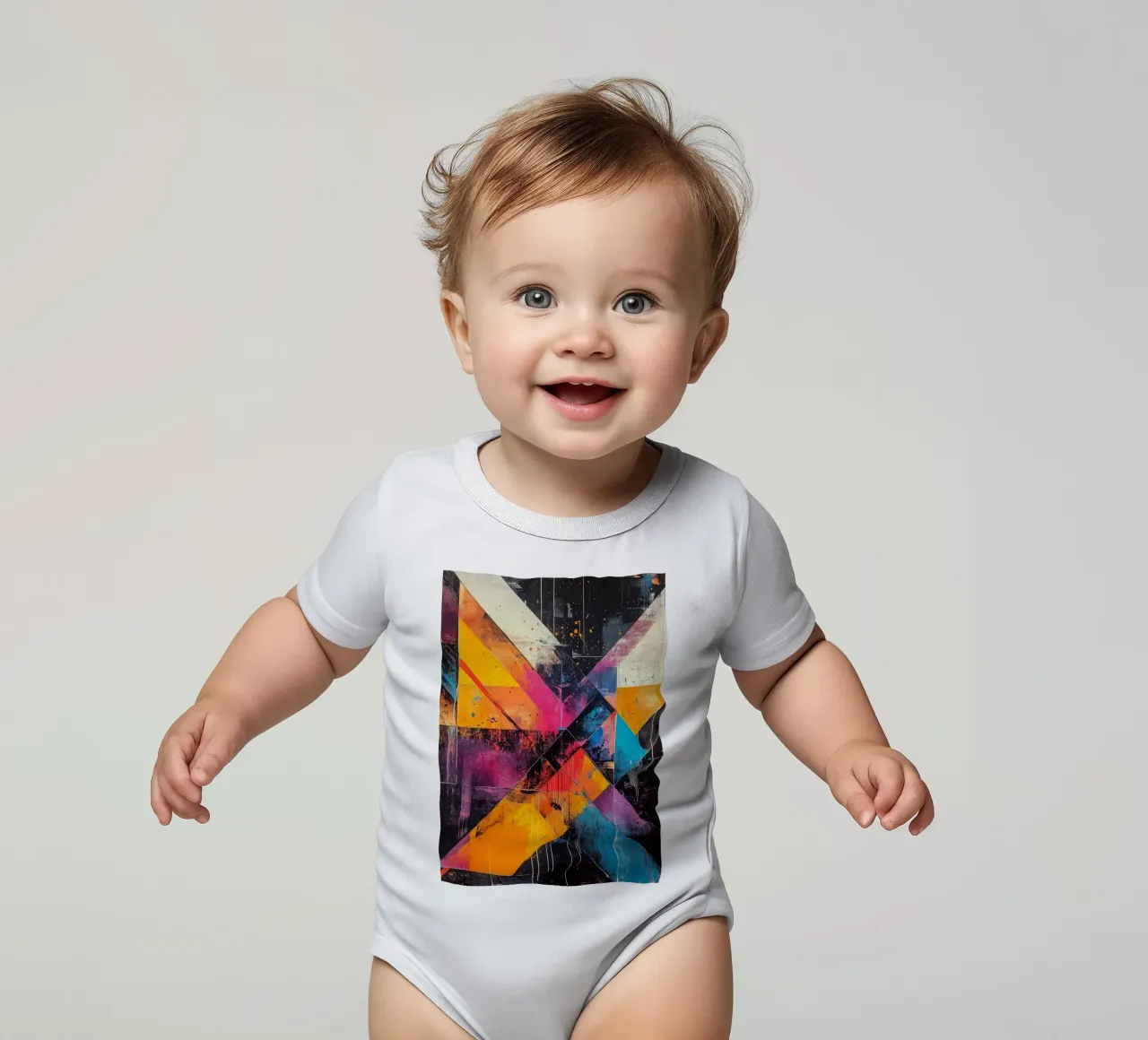 Astrazione moderna forme e colori body neonato maniche corte da Justyna Jaszke JBJart