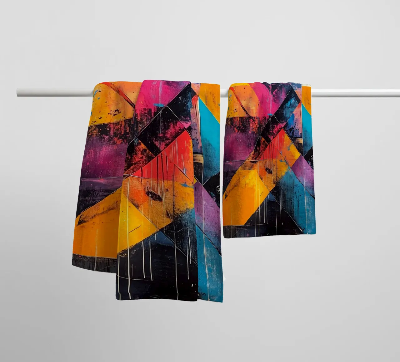 Modern abstraction shapes and colors towel by Justyna Jaszke JBJart