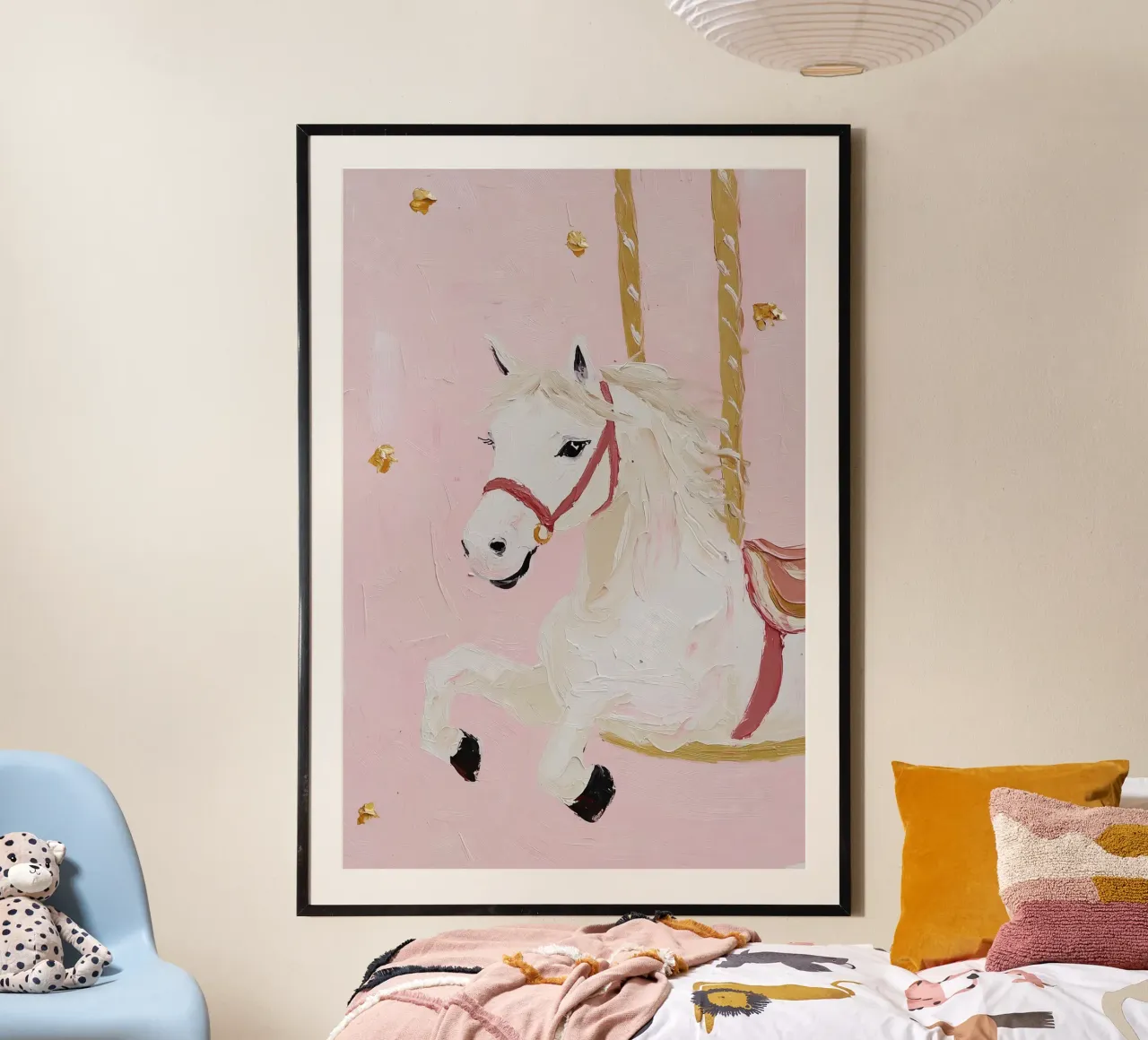 Stampe per la cameretta, stampe per la stanza dei bambini, decorazioni per la stanza dei giochi Cavallo poster con telaio in legno da Little Lila