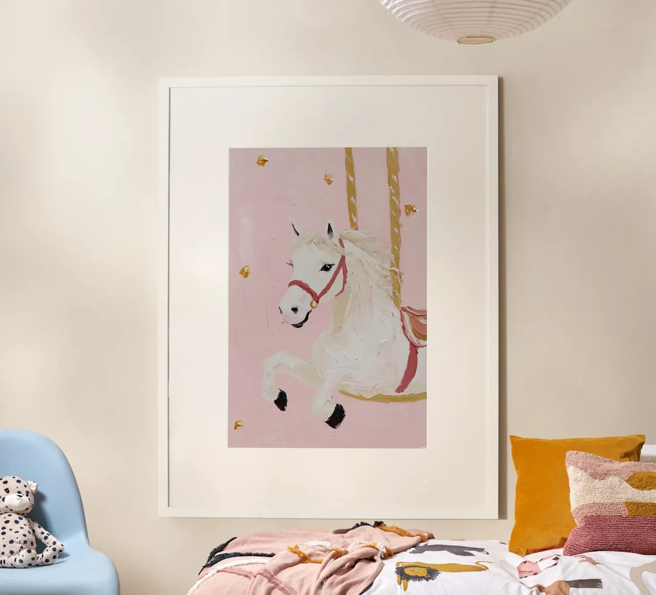 Stampe per la cameretta, stampe per la stanza dei bambini, decorazioni per la stanza dei giochi Cavallo poster con telaio in legno da Little Lila
