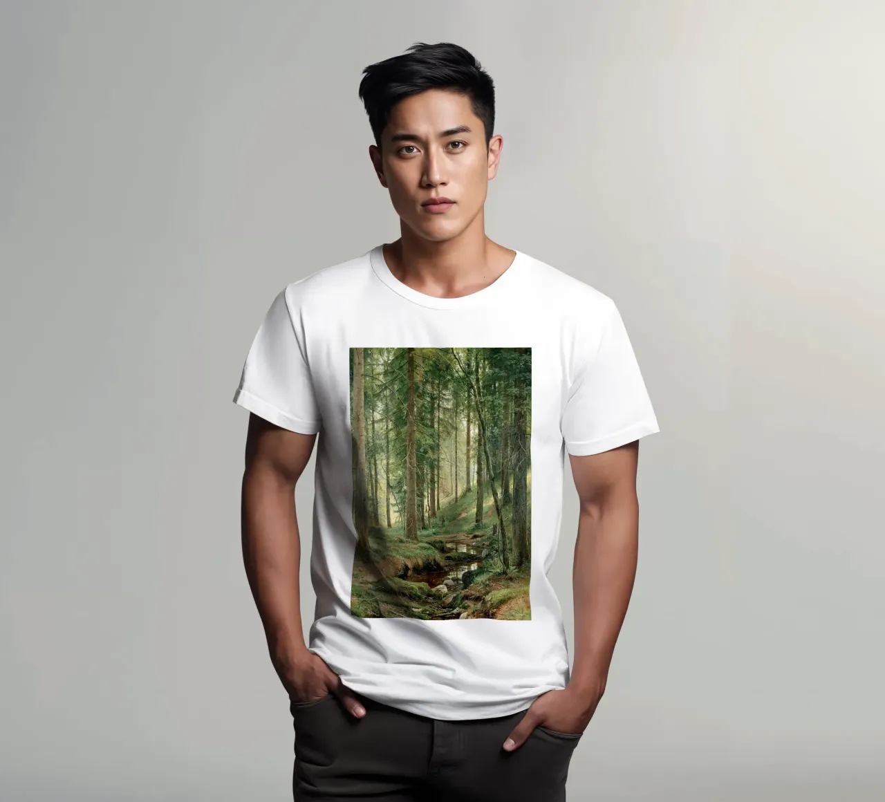 Ivan Shishkin - Stream in the Forest (On the Hillside) t-shirt by William Store