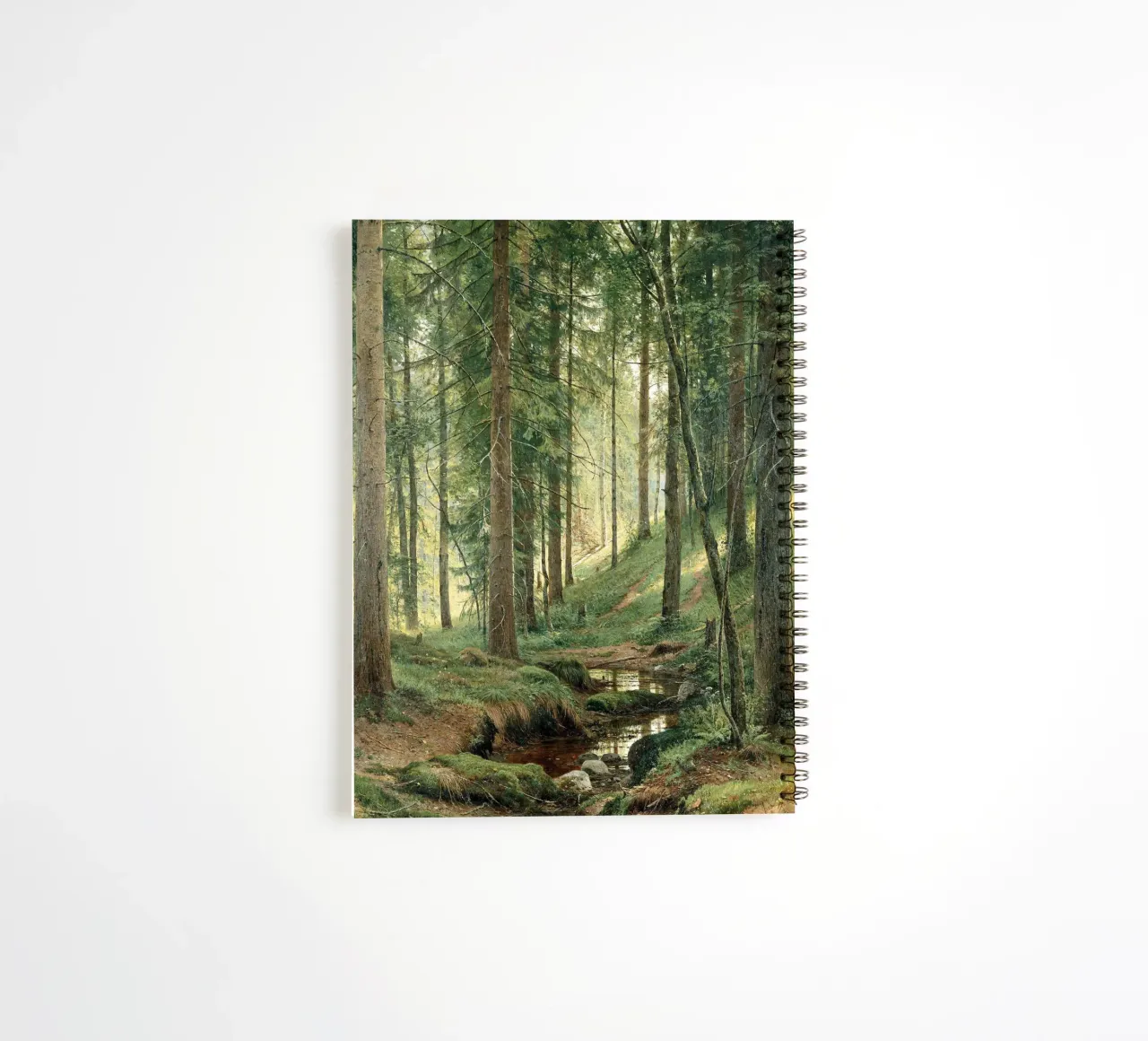 Ivan Shishkin - Stream in the Forest (On the Hillside) spiral notebook by William Store