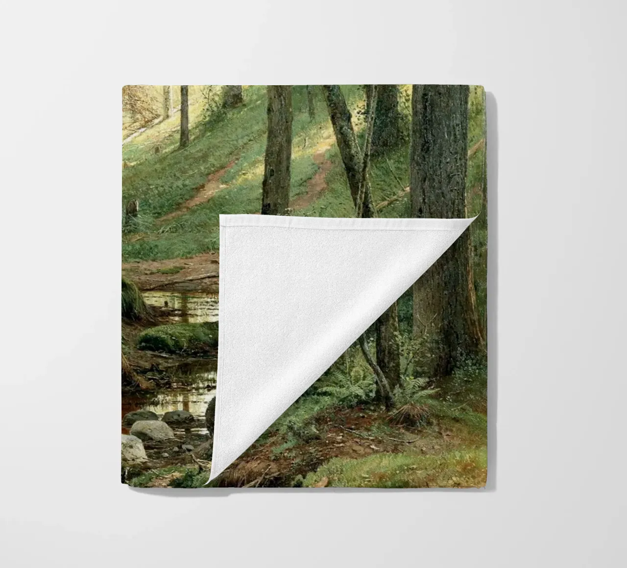 Ivan Shishkin - Stream in the Forest (On the Hillside) beach towel by William Store
