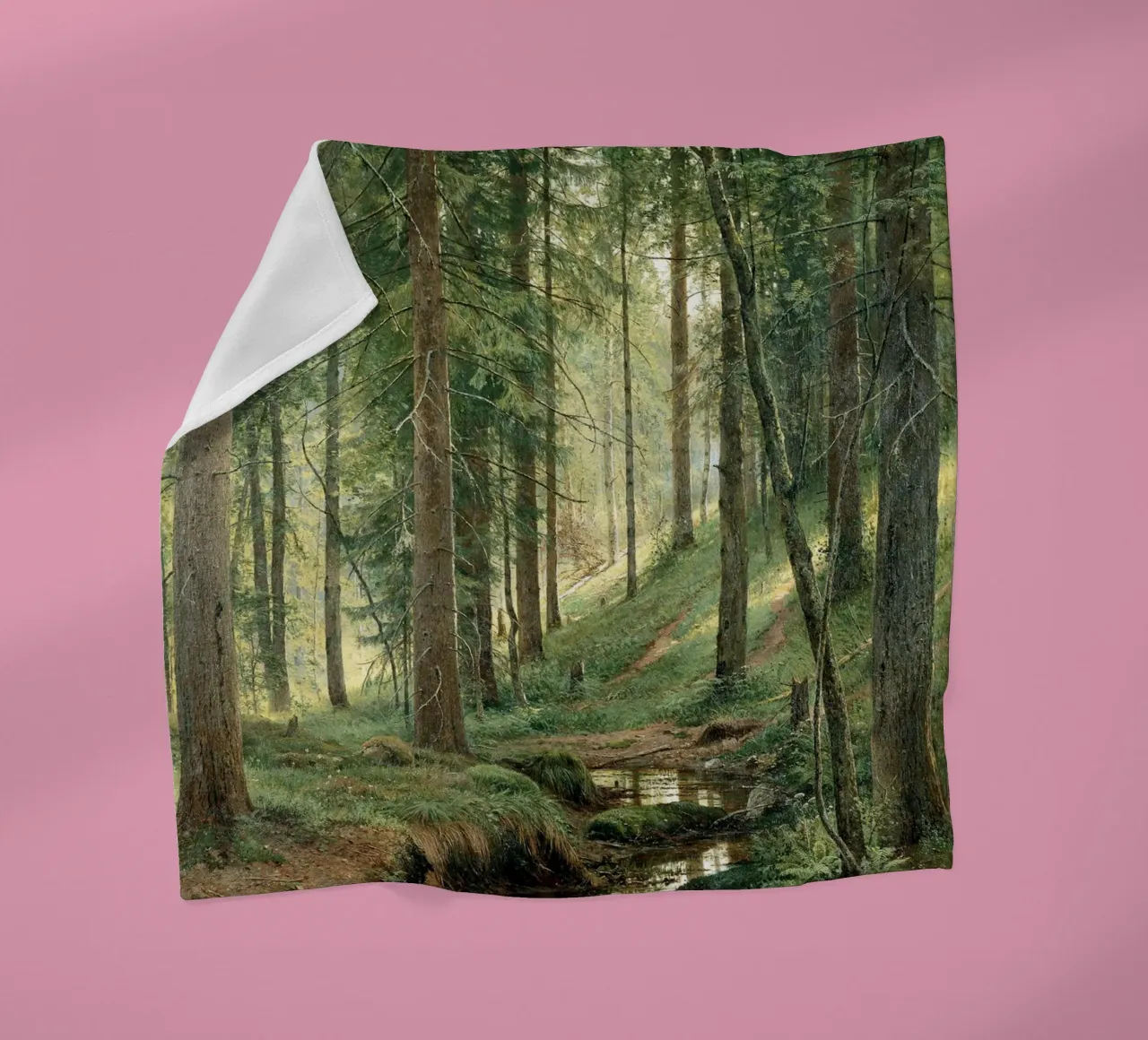 Ivan Shishkin - Stream in the Forest (On the Hillside) fleece blanket by William Store