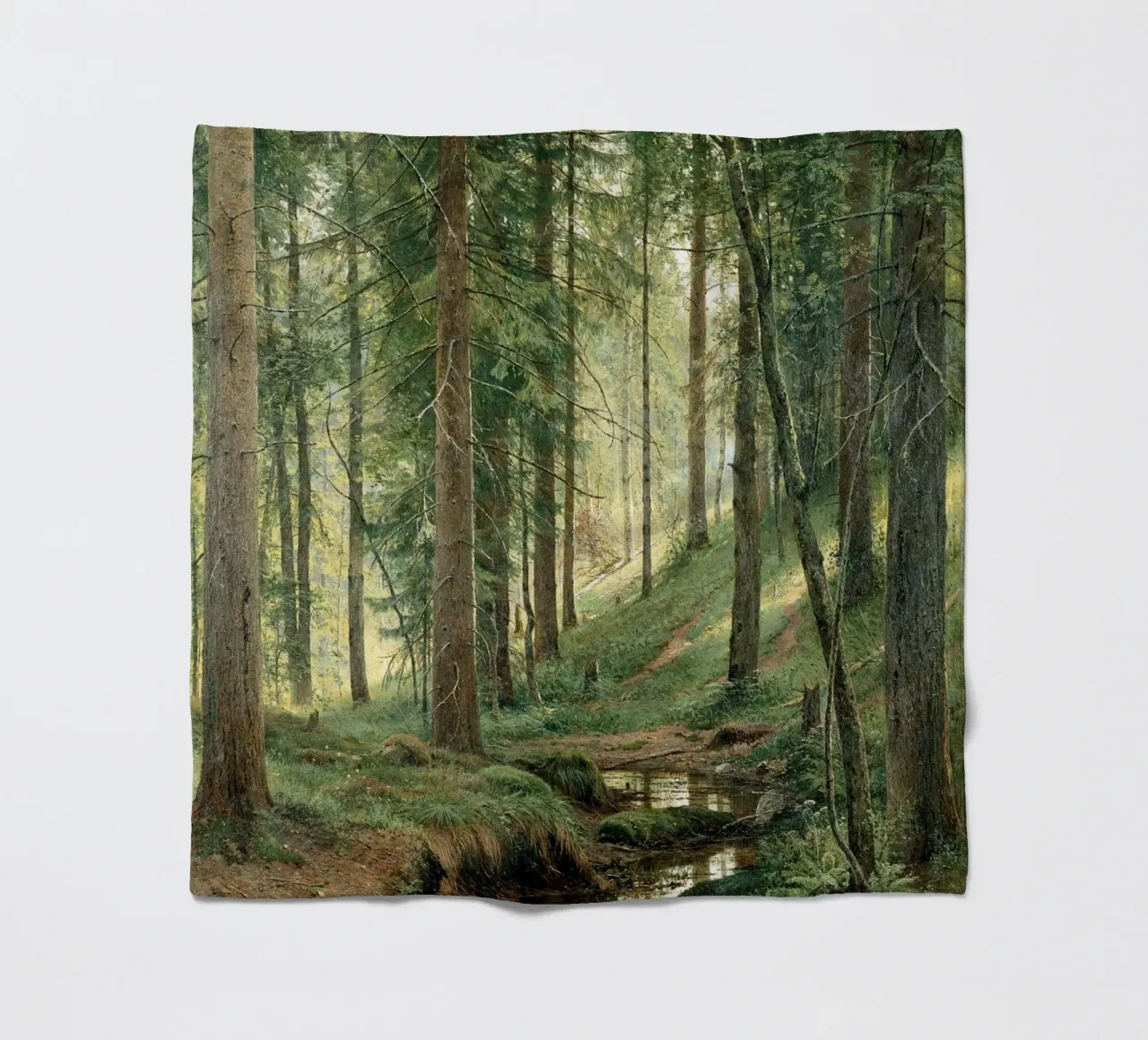 Ivan Shishkin - Stream in the Forest (On the Hillside) fleece blanket by William Store