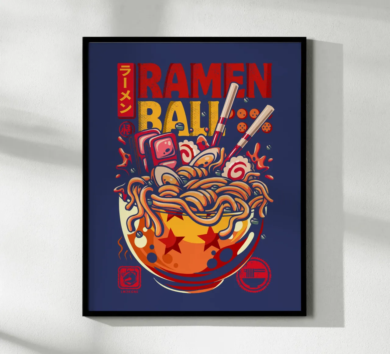 Palla di super ramen poster con telaio in plastica da LM2KONE