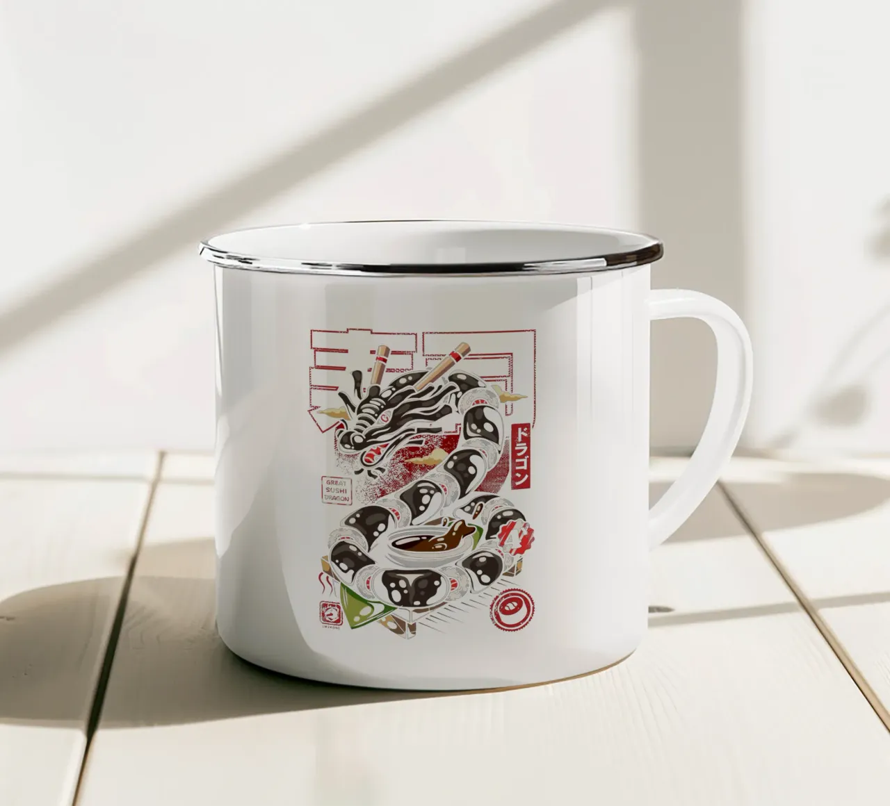 Grande Sushi Dragon giapponese tazza in smalto da LM2KONE