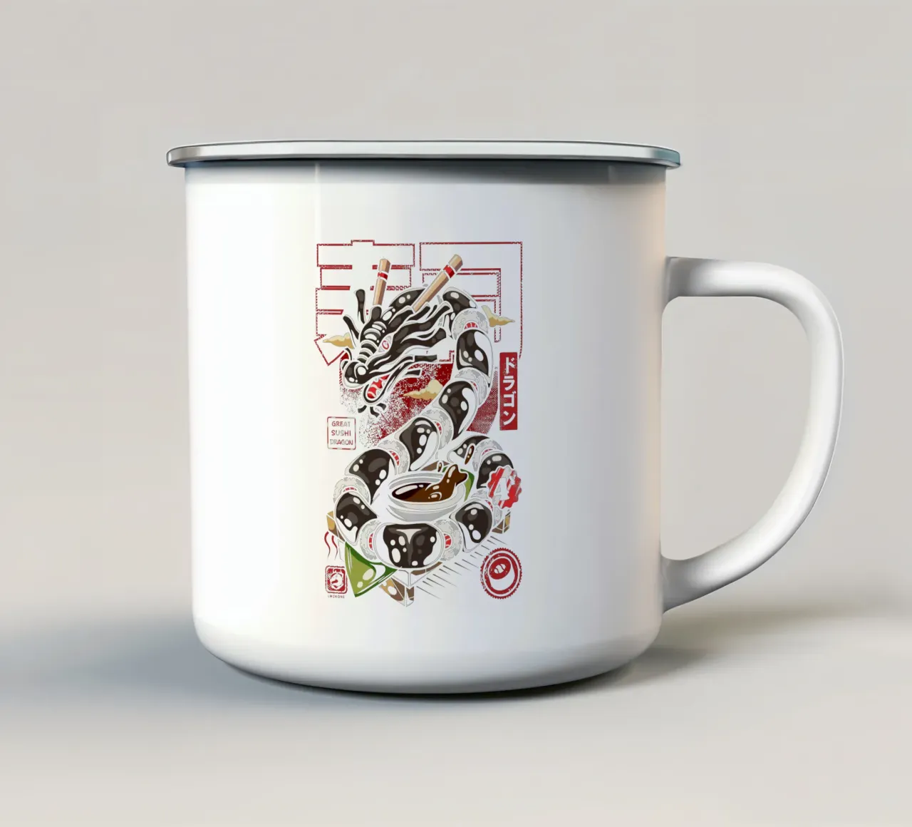 Grande Sushi Dragon giapponese tazza in smalto da LM2KONE