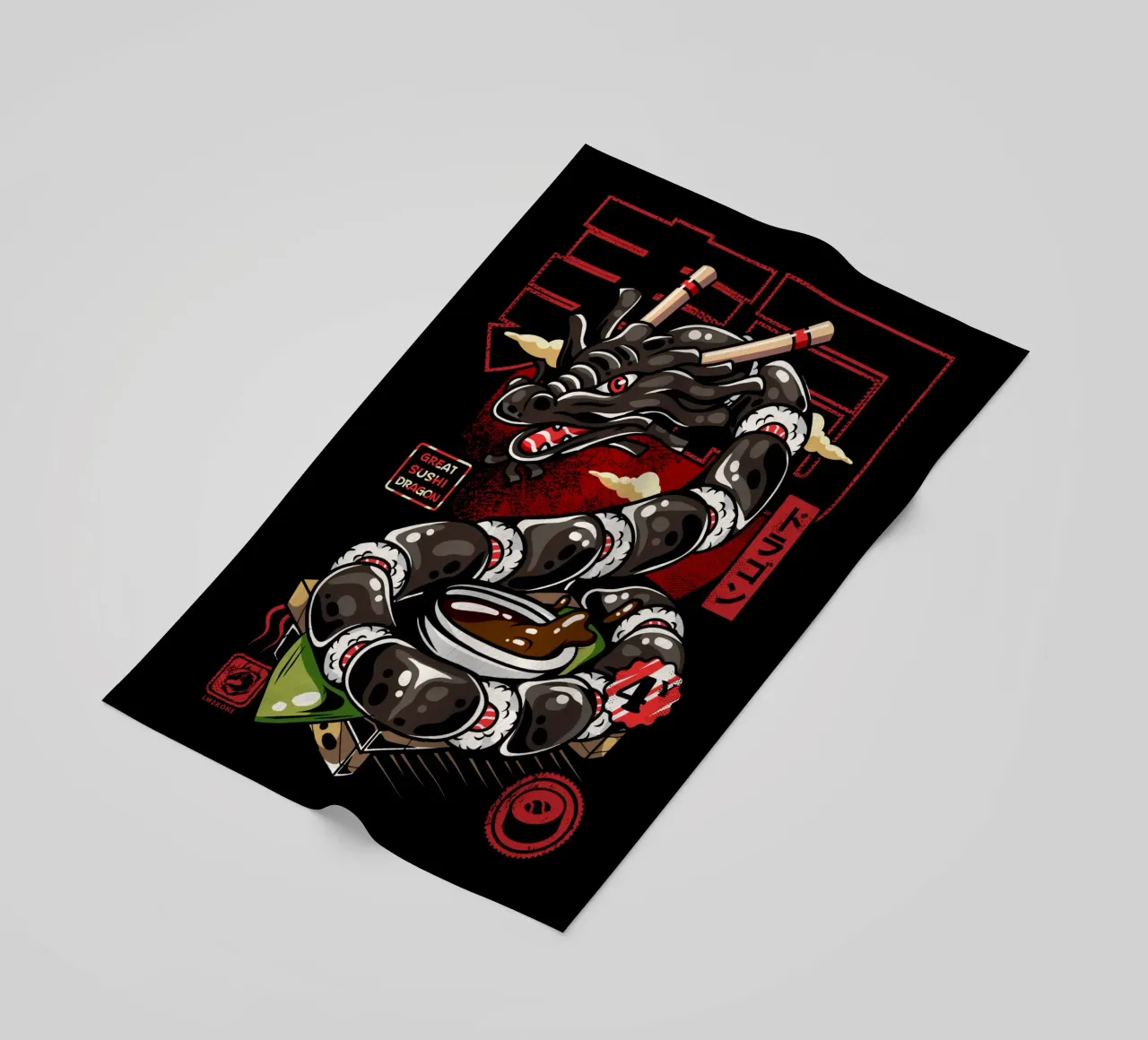 Grande Sushi Dragon giapponese telo mare da LM2KONE