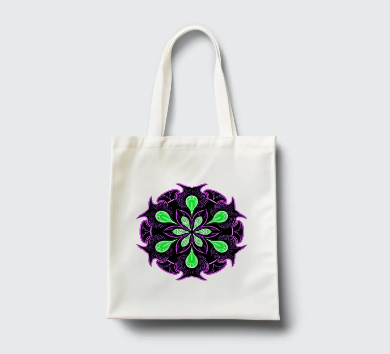 Symétrie enchantée : Mandala vert et violet tote bag de artdesign1985