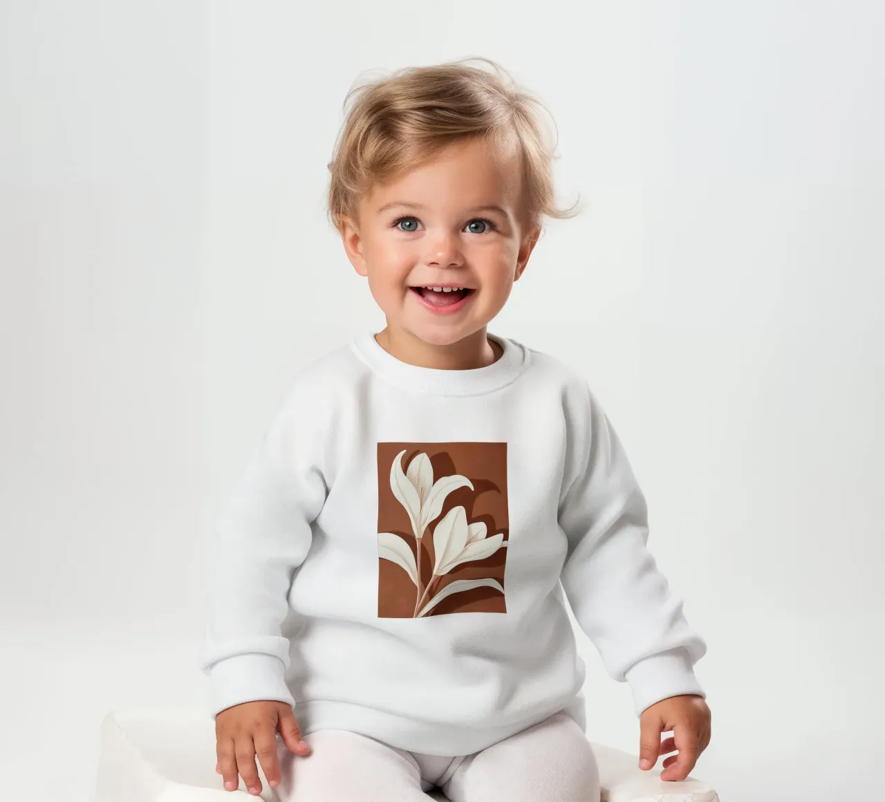 Gigli e foglie bianche felpa neonato da Carinaprint
