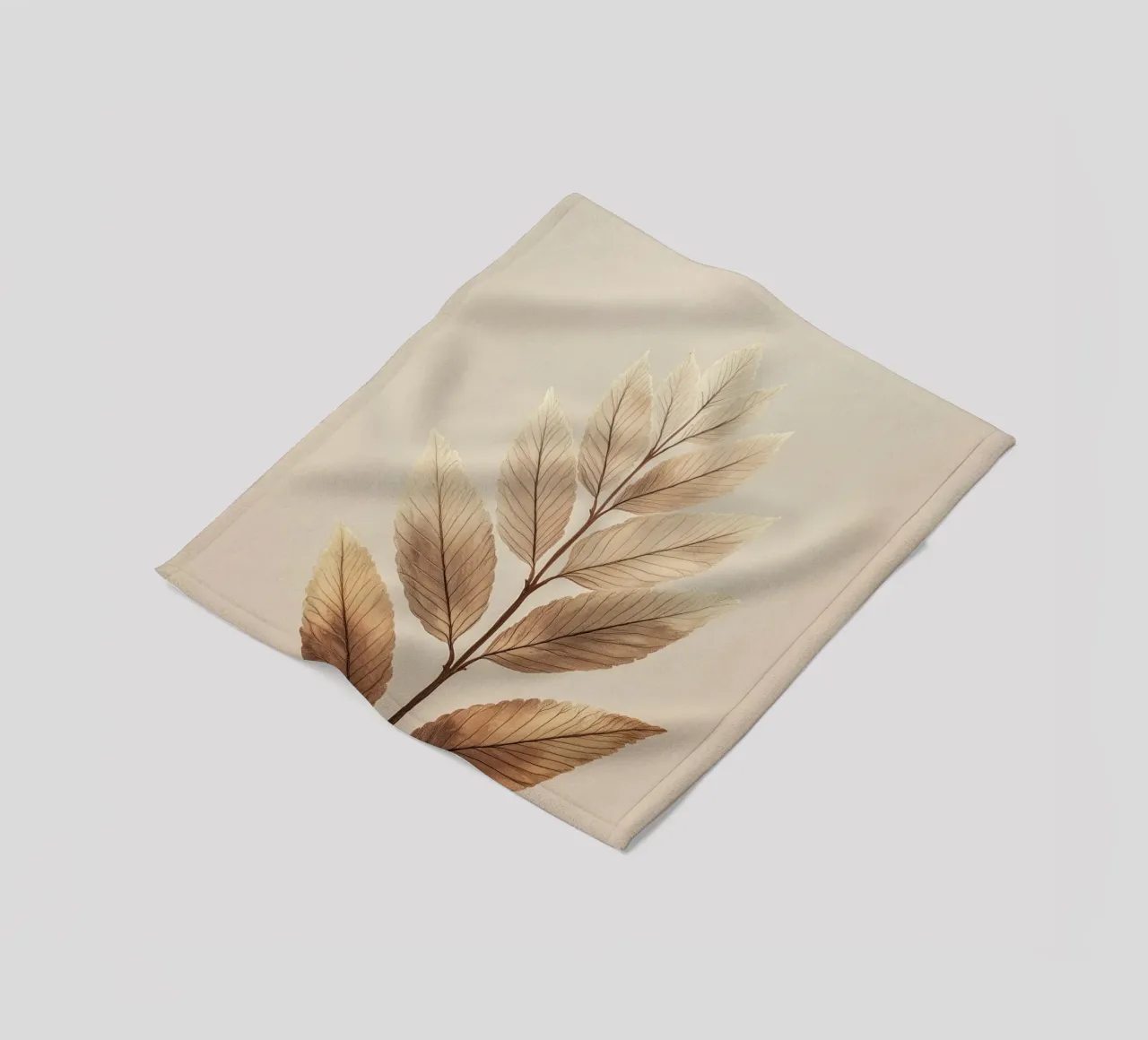 Foglie di piante su un ramo beige coperta in pile da Carinaprint