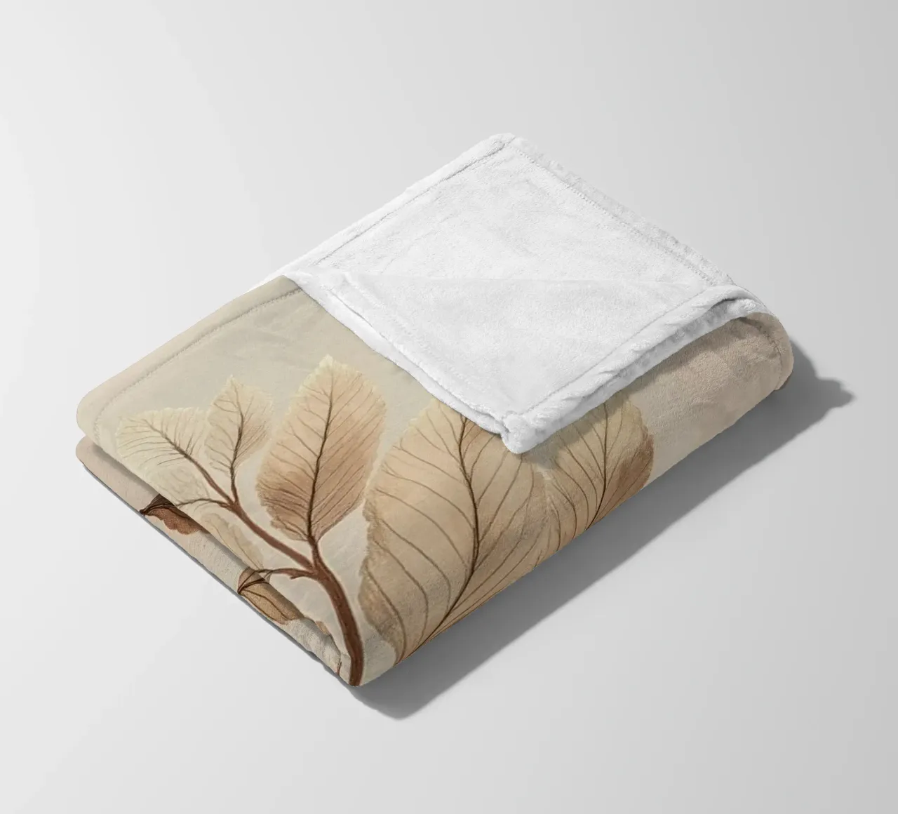 Foglie di piante su un ramo beige coperta in pile da Carinaprint