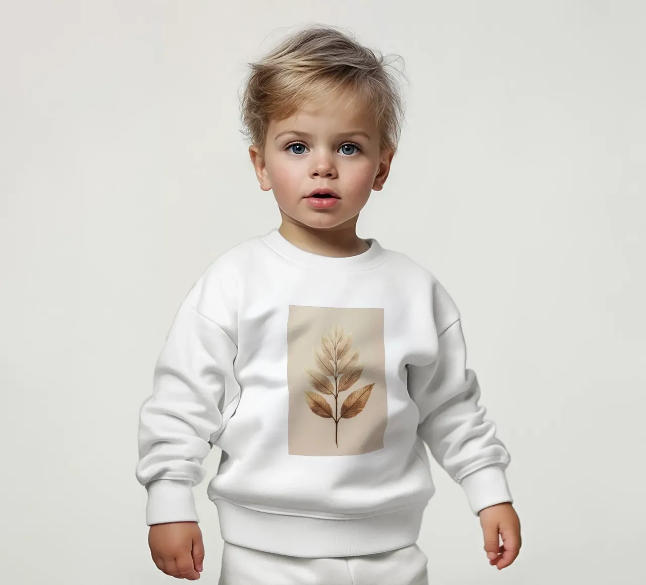Foglie di piante su un ramo beige felpa neonato da Carinaprint