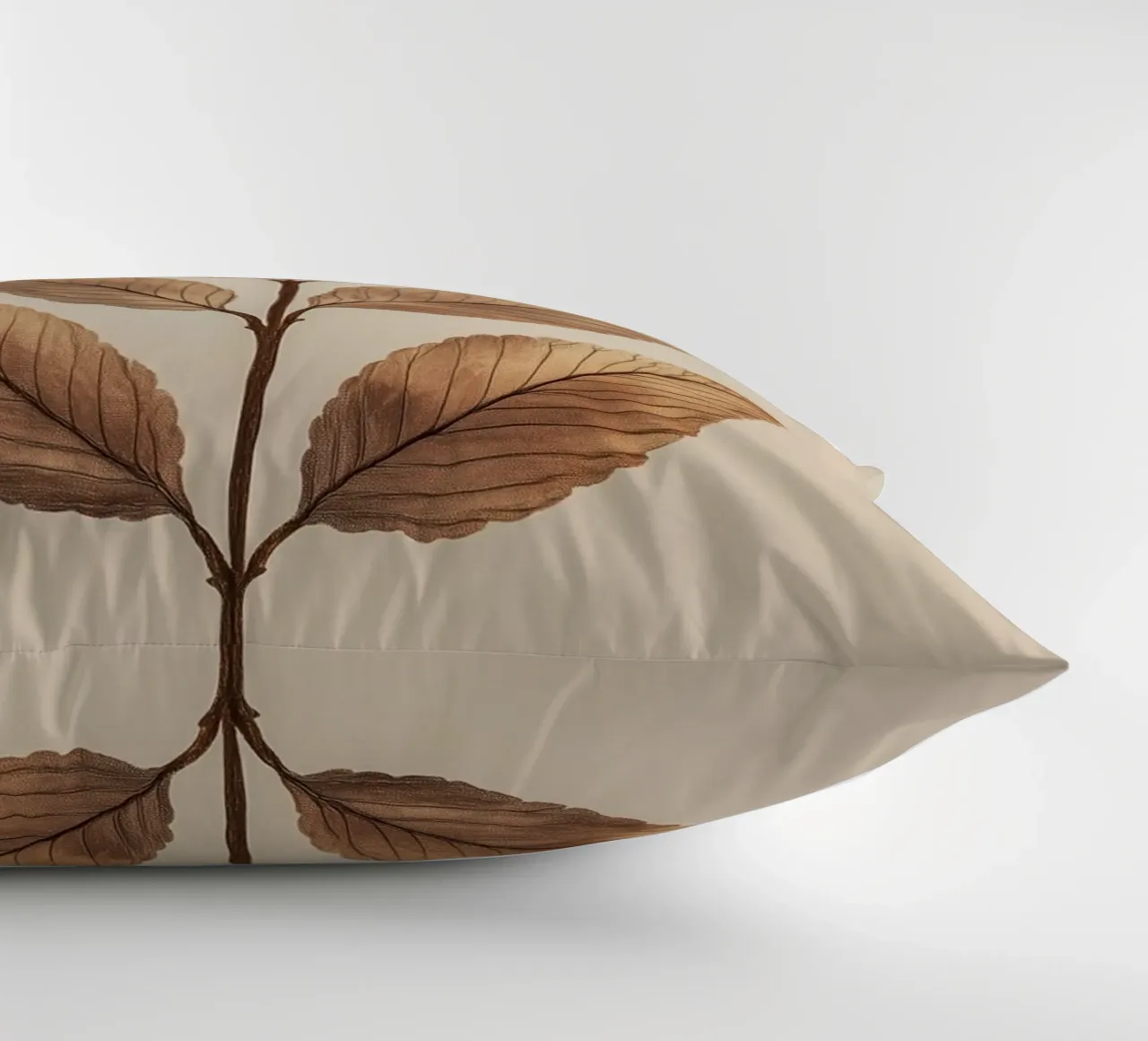 Foglie di piante su un ramo beige cuscino da Carinaprint