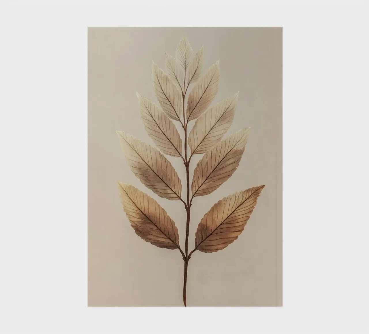 Plant leaves on a beige branch notebook by Carinaprint