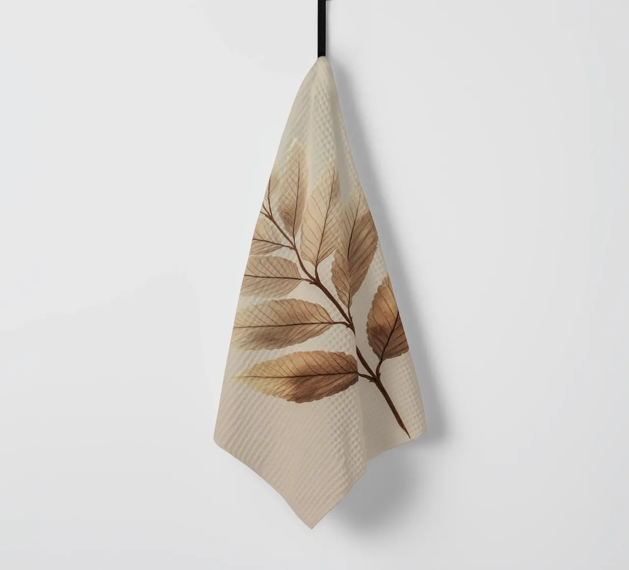 Foglie di piante su un ramo beige canovaccio da cucina da Carinaprint