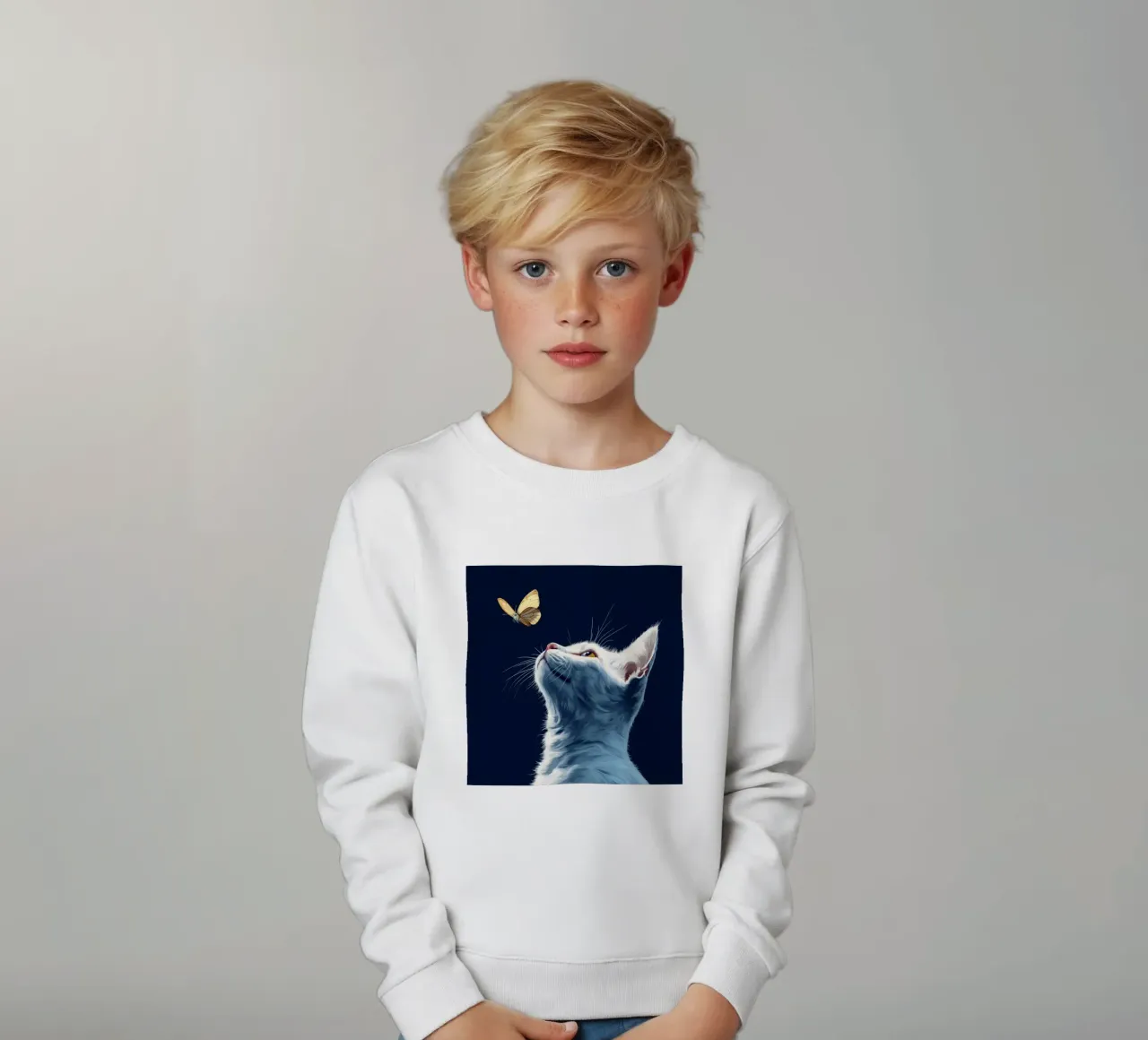 Gatto e farfalla felpa bambino da Motivate-Today