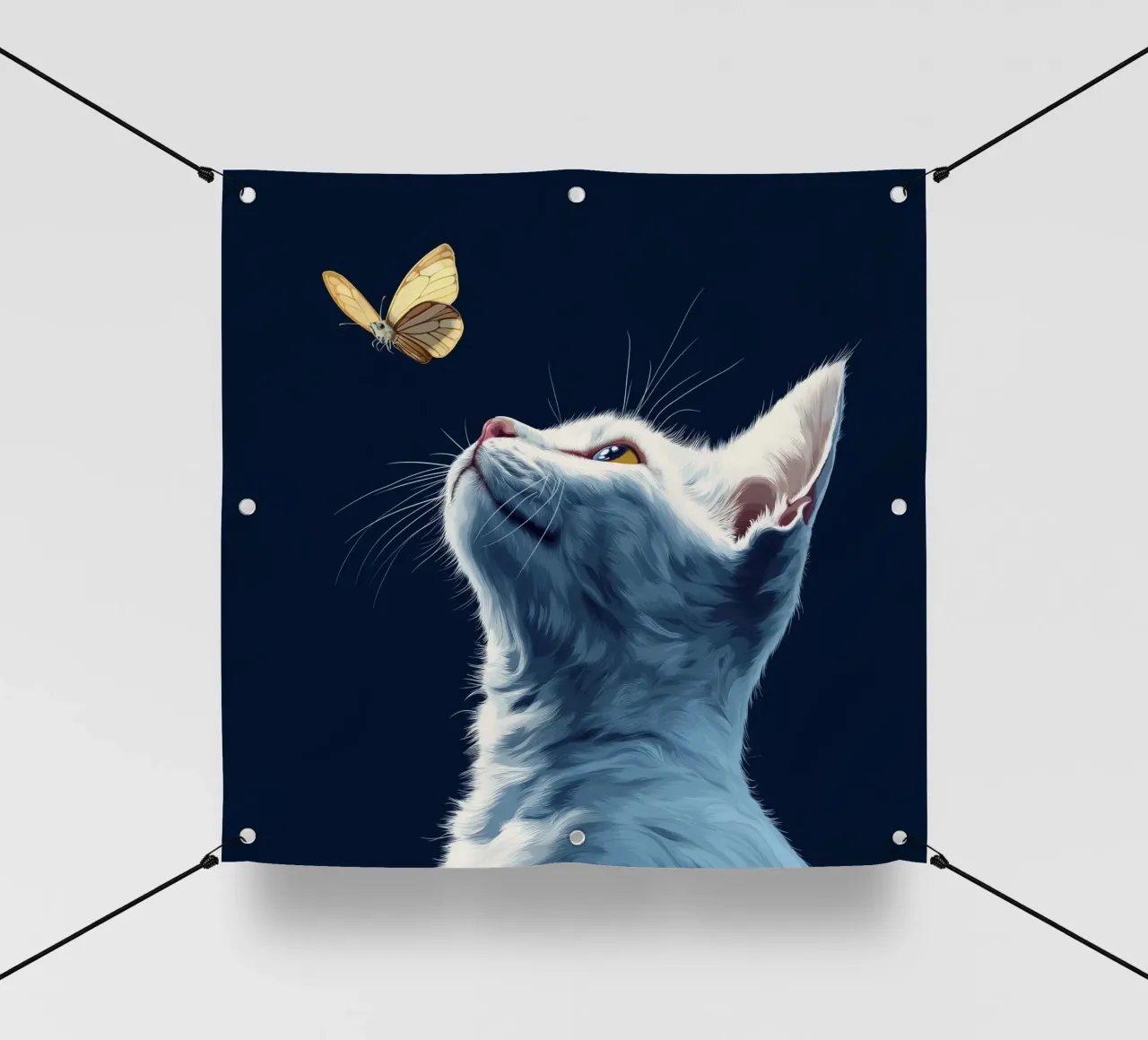 Gatto e farfalla telo in pvc da Motivate-Today