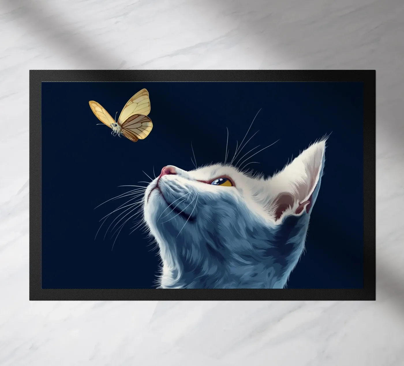 Kat en vlinder deurmat van Motivate-Today