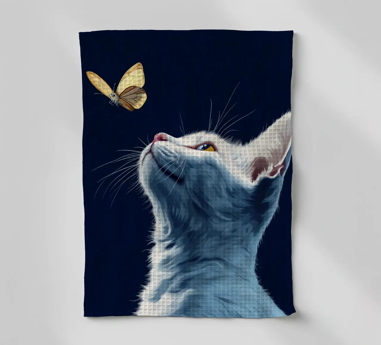 Gatto e farfalla canovaccio da cucina da Motivate-Today