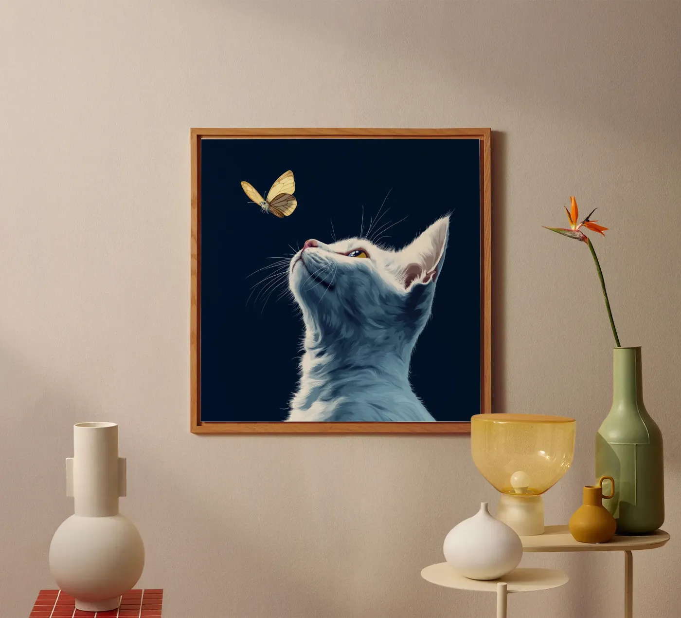 Gatto e farfalla alluminio dibond da Motivate-Today