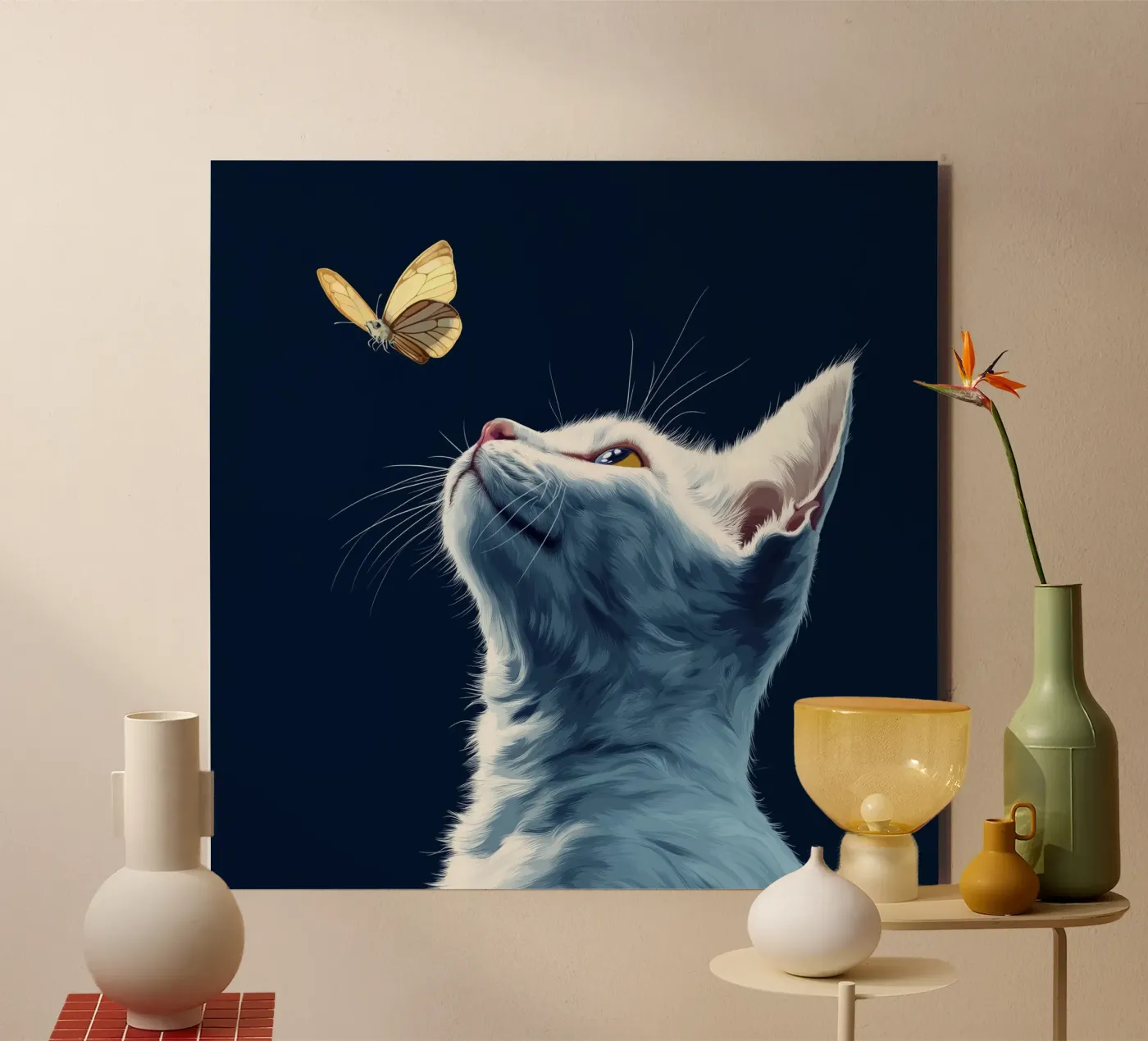 Gatto e farfalla alluminio dibond da Motivate-Today