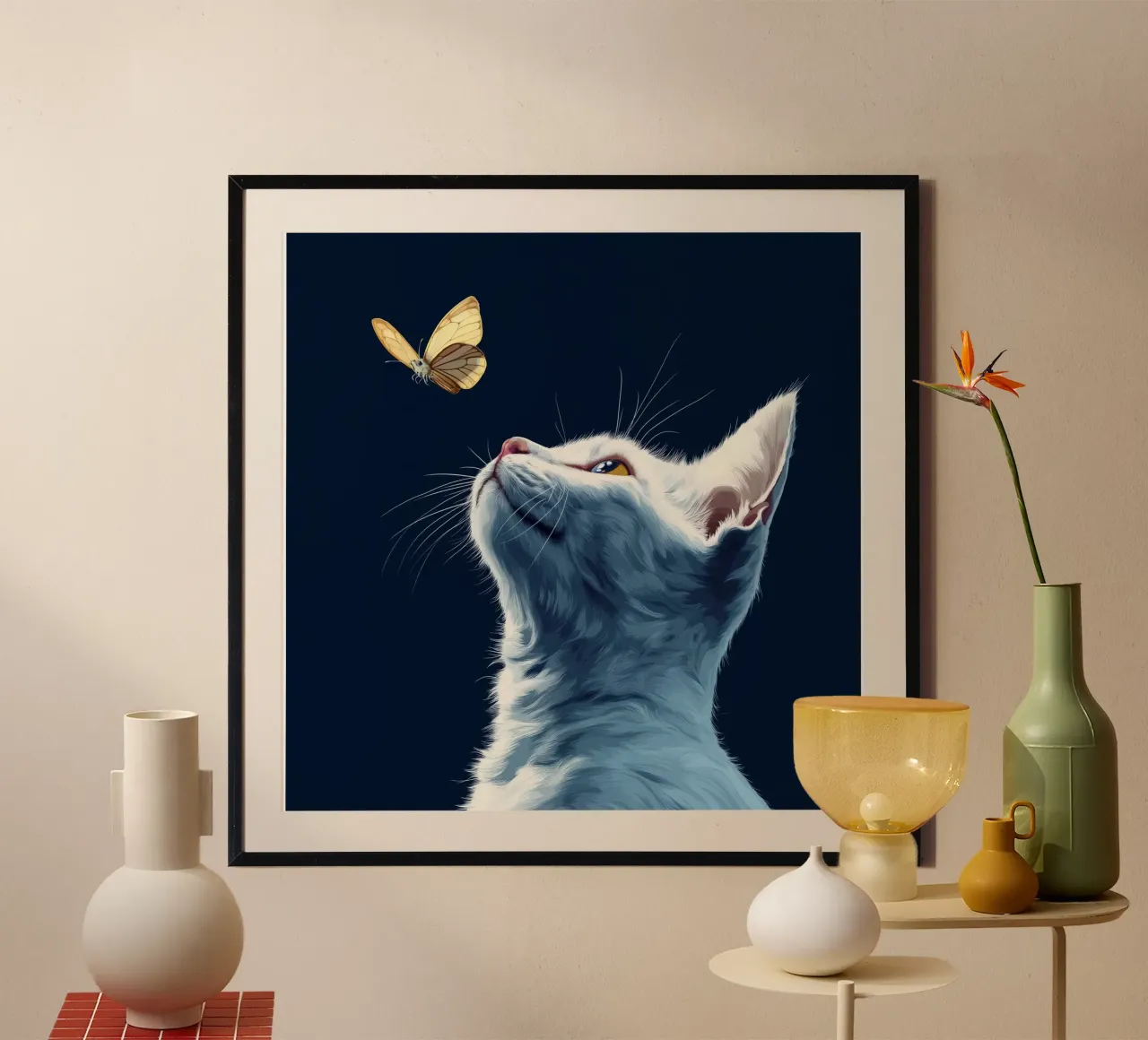 Gatto e farfalla carta hahnemühle da Motivate-Today